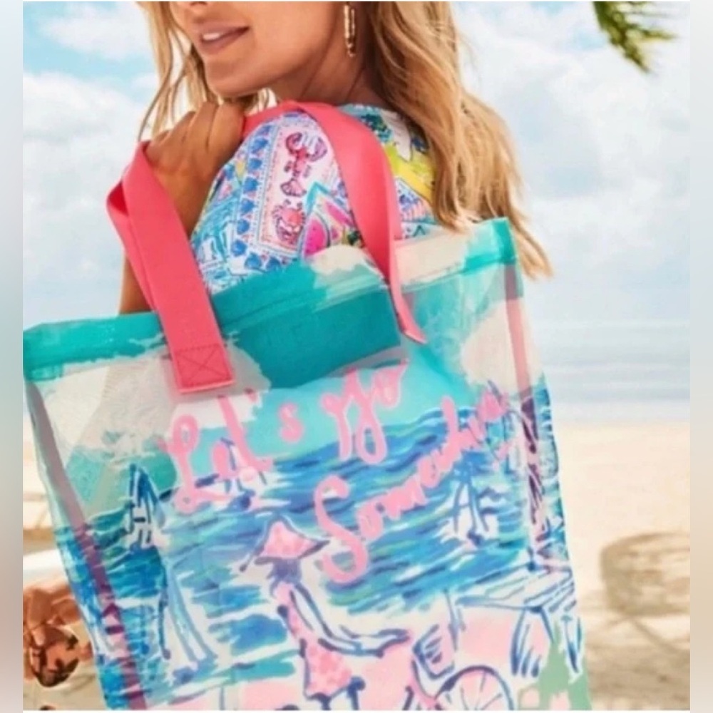 Lilly Pulitzer “Let’s Go Somewhere xx Lilly” Mesh Beach/Shopping Tote